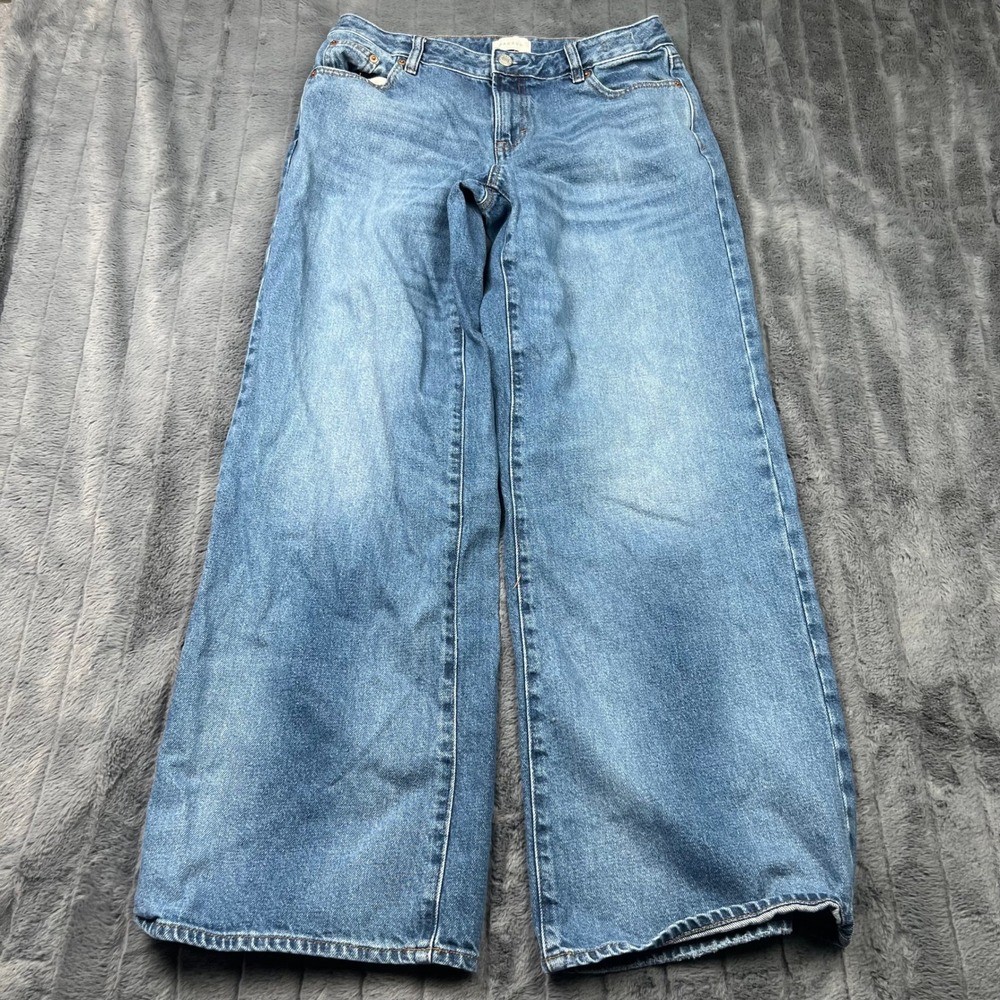 PacSun Women Medium Wash Wide Leg Baggy Cotton Denim Jeans 31x30.5